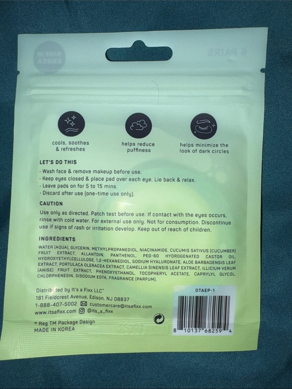 Donut Comforting & Cucumber Cooling Eye Pads - Pink & green
